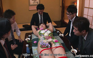 Nyotaimori naked sushi ceremony and gangbang with Yume Sorano