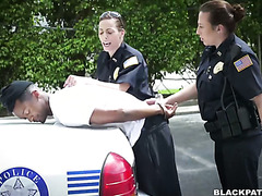 Black homie has to fuck two white cop sluts for running away from them