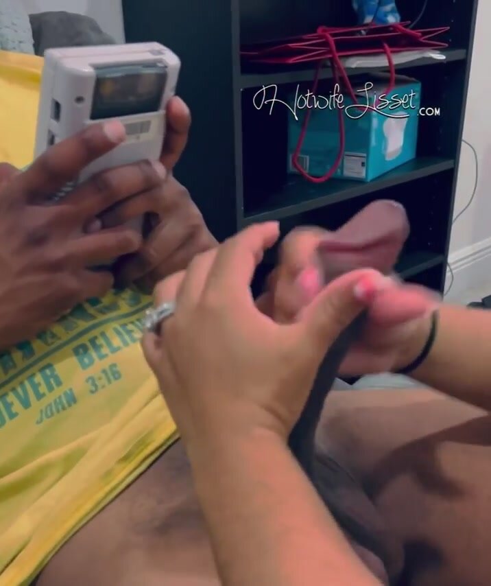 Stroking my bull’s massive cock while he plays pokemon