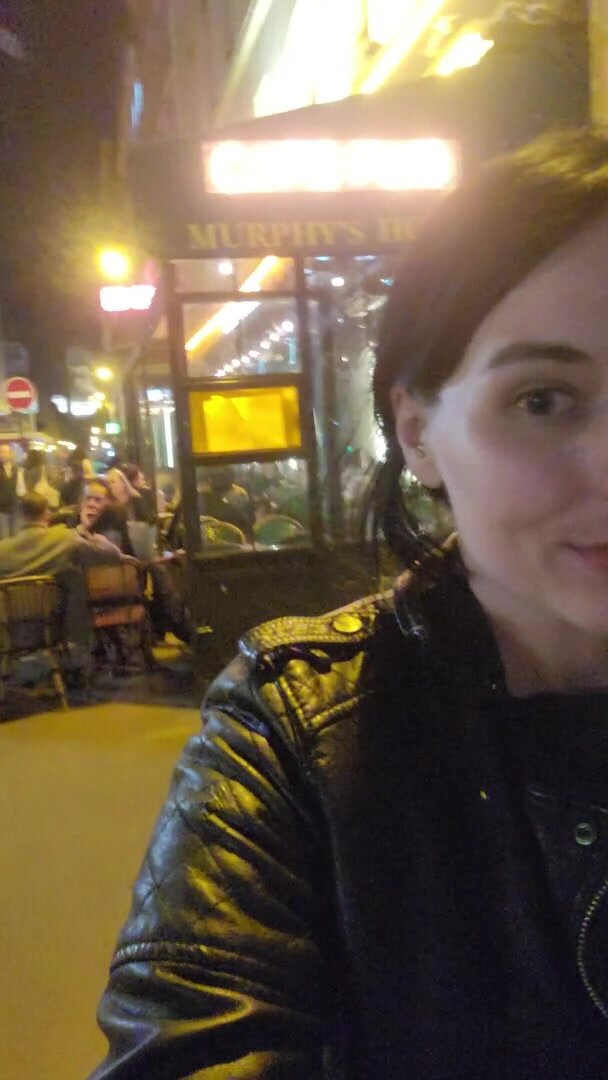 Leaving the bar happy and horny