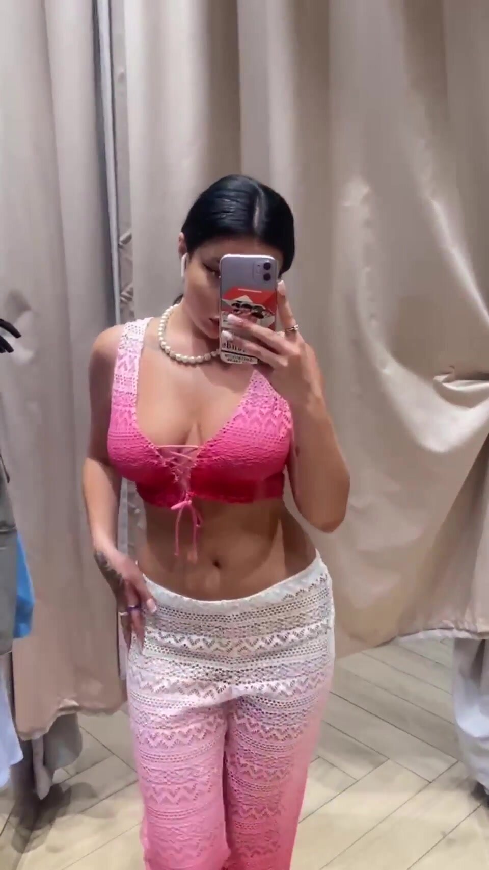 Would you help me to take off this pink top before titty job?