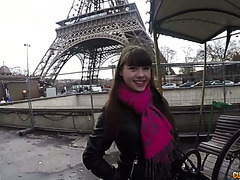 A guy picks up Luna Rival near Eiffel Tower and fucks her French hole