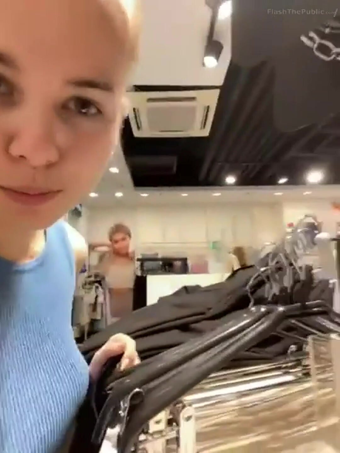 She wanted to flash her tits while at work