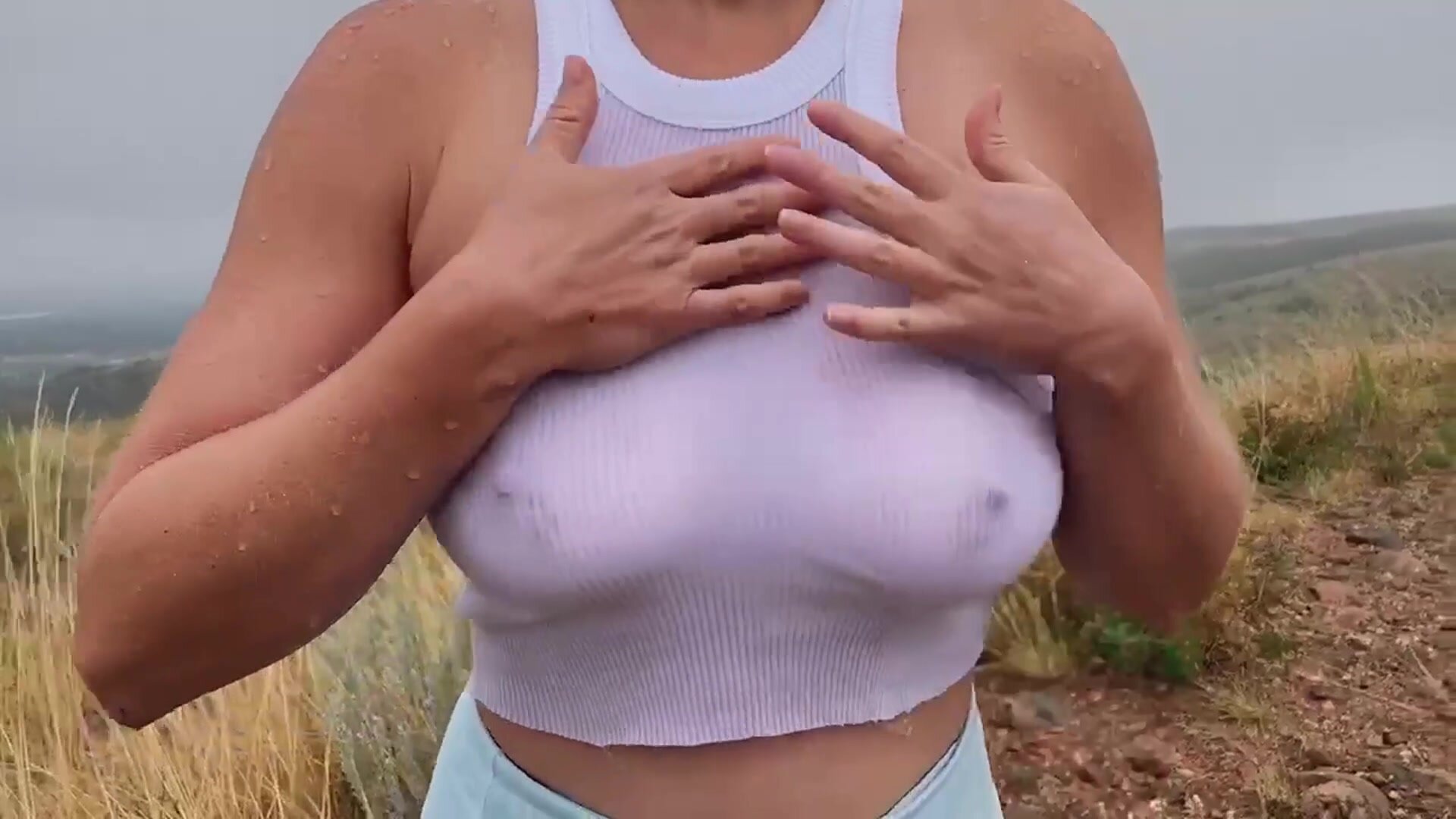 Got caught in the rain without a bra… oops