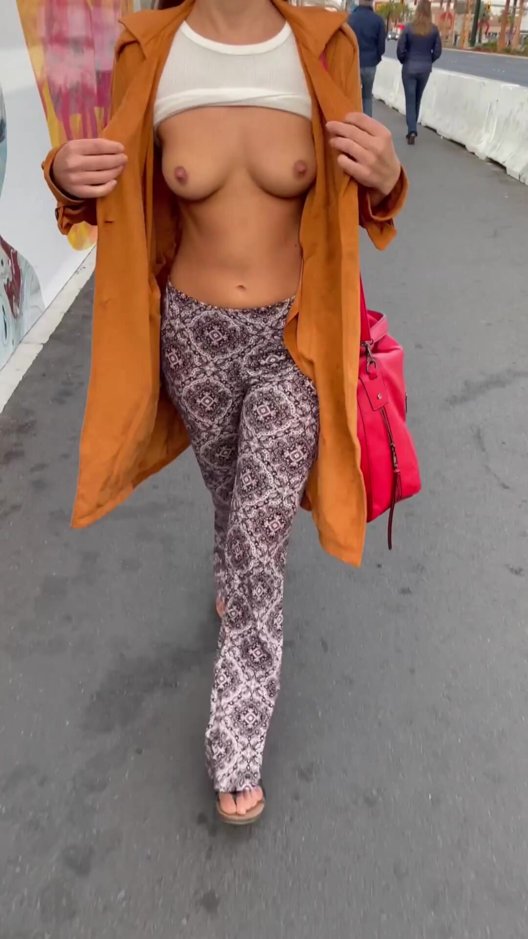 Keeping my tits exposed while I walk around Vegas! :)