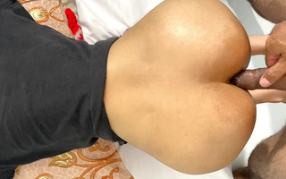 Indian teen gets her pretty mouth and a tight butthole fucked in POV
