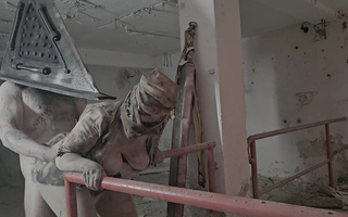 Pyramid Head roughly fucks hot Nurse from Silent Hill from behind