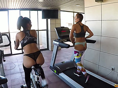 Susy Gala and Aysha get dicked in threeway after GYM workout