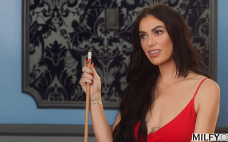 Fucked my hot brunette step-mom in red dress after pool play