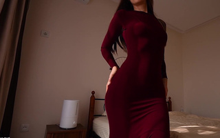 Hot Bootylicious MILF Lets Her Stepson Cum On Her Sexy Dress After Rounds Of Handjob & Dick-riding