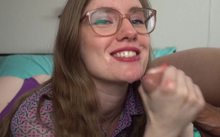 Girl in glasses gets fucked from behind and gets all hotwife-y