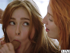 Sensual threesome fuck with cute teen babes Jia Lissa and Red Fox