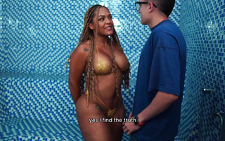 The busty, big-boobed Latina thought the hammam wasn't heated enough and asked for help
