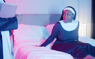 Sexy big booty ebony nun gets railed by a horny preast with big BBC