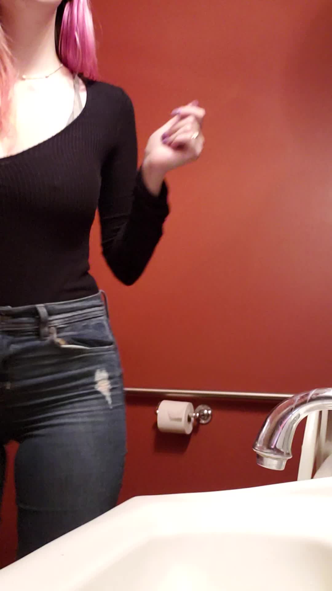 Stripping in the work bathroom.