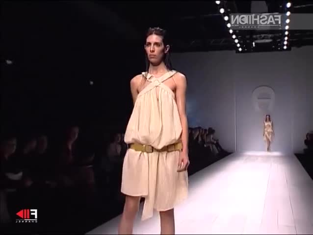 Fashion model Djosefin Maurer's big tits refuse to be contained on the runway