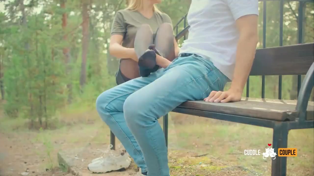 Footjob in the park