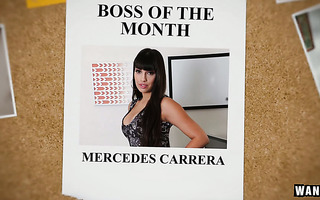 Lady boss Mercedes Carrera rewards her employee with hot sex in office
