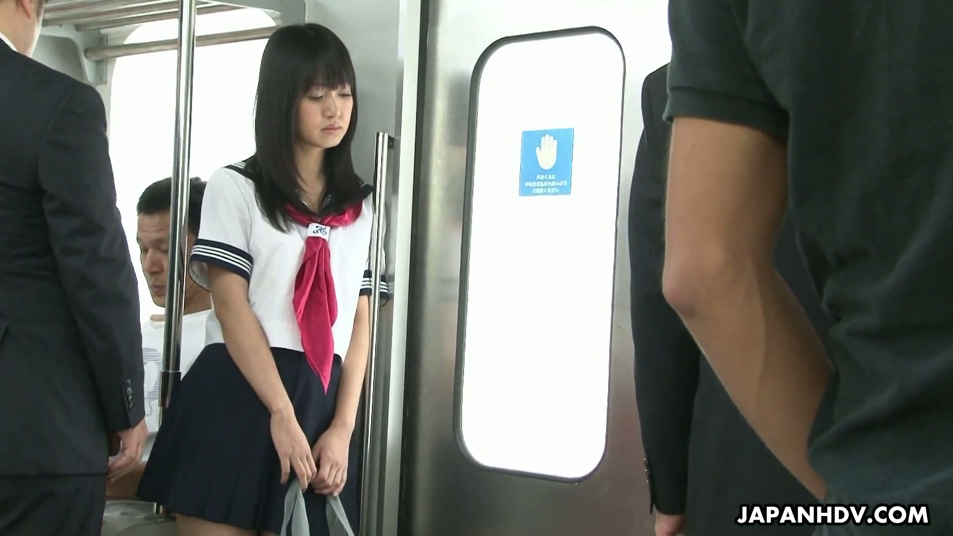 Jap college girl Yayoi Yoshino gets finger fucked by strangers in subway.