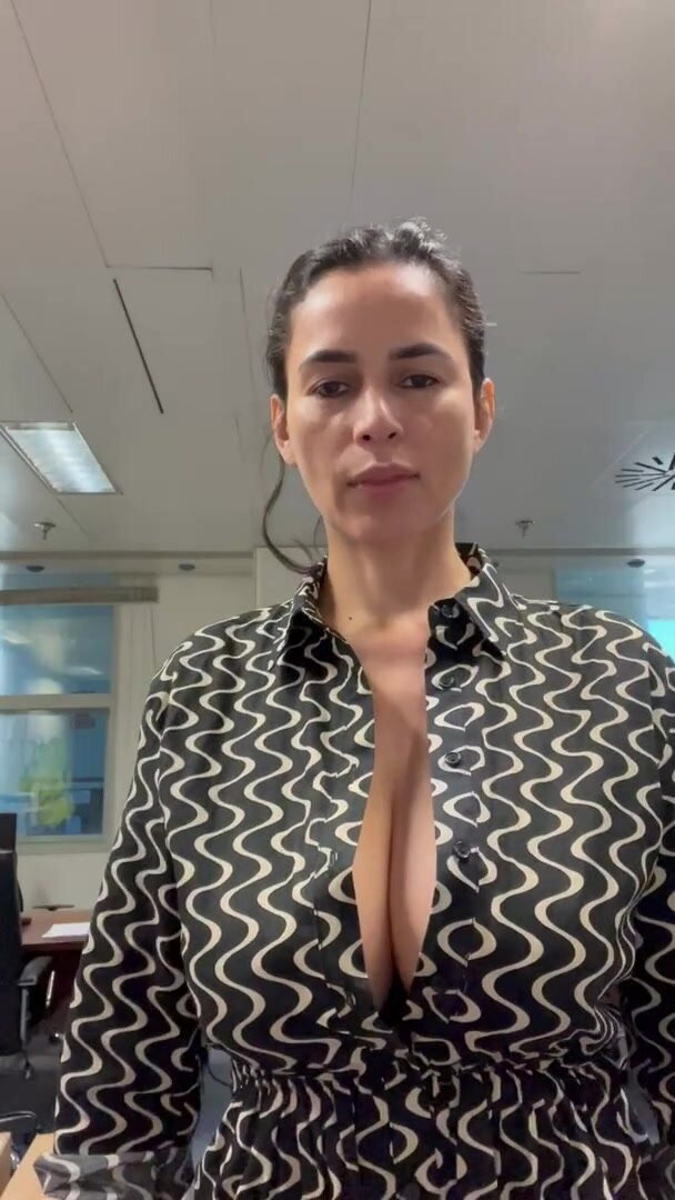 Playing with my boobs in the office