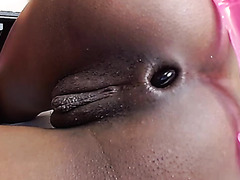 Hot Ebony Teases Her Ass With Anal Toy