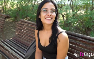 Latina teen picked up in the park and introduced to porn