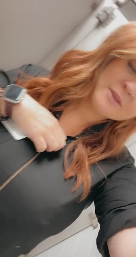 Just being a naughty slut at work with this titty reveal