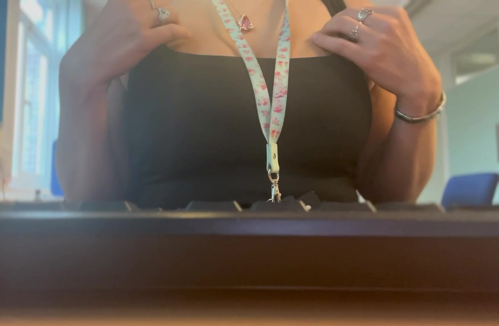 Getting my perfect boobs out at the office