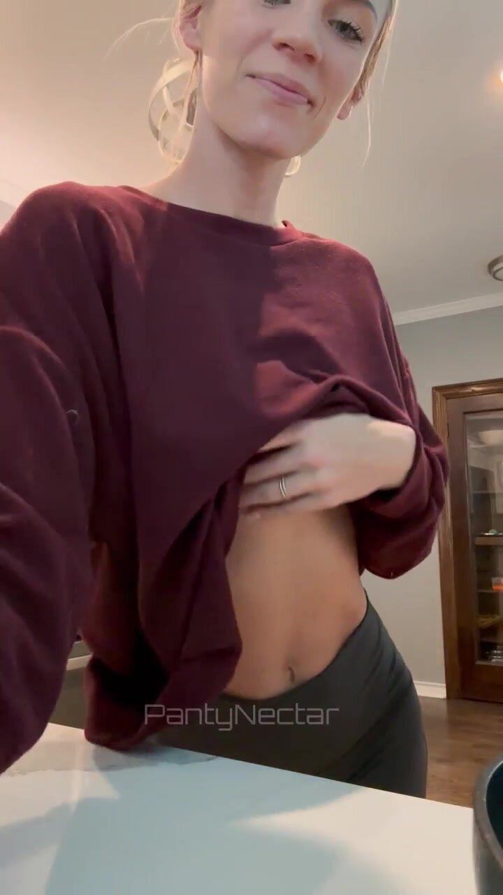 Bored showing my titties in the kitchen
