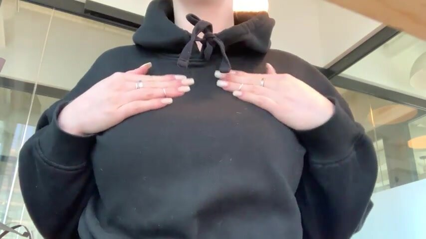 Flashing my big titties whilst sat at my desk in the office